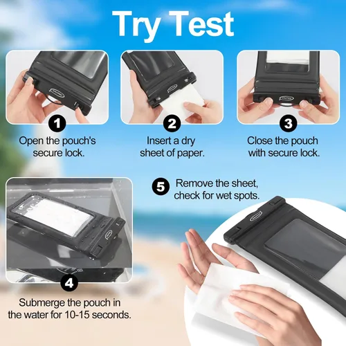 Miniatura 9 de AiRunTech Funda Impermeable para Teléfono Flotante con Doble Sello para Natación, Kayak, Paddle Board, Protector para iPhone 17 16 15 14 13, negro +