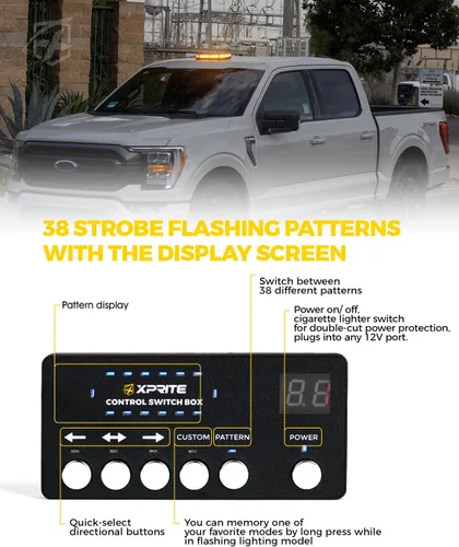 Miniatura 3 de Xprite Barra de Luz Estroboscópica de Emergencia Ámbar para Techo, Luces Intermitentes de Seguridad Beacon de Advertencia con Panel de Control Base