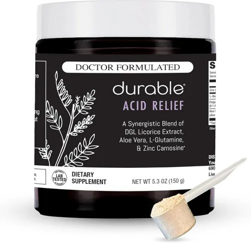 Durable Alivio ácido – DGL y aloe vera – Apoya la acidez estomacal, la indigestión y el reflujo ocasionales – Salud intestinal y digestiva –