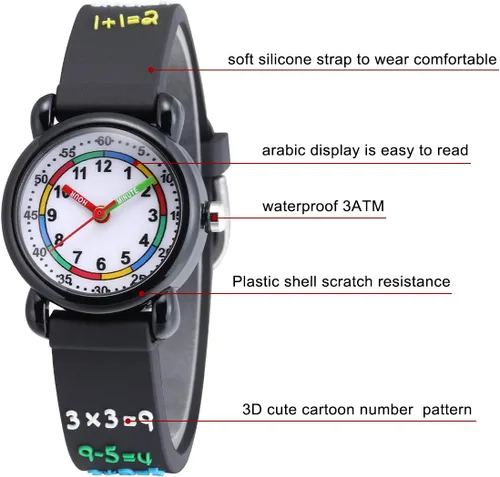 Miniatura 3 de Jewtme Lindos relojes para niños pequeños de 3 a 8 años, reloj analógico de dibujos animados con banda de silicona 3D para niñas y niños pequeños