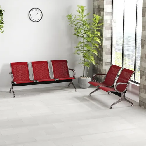 Miniatura 44 de Kinfant Silla de sala de espera de 2 asientos, sillas de recepción de invitados de oficina con respaldo ergonómico, banco de espera de aeropuerto