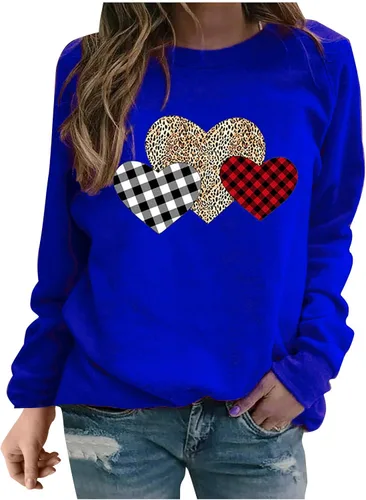 Miniatura 98 de Sudadera de manga larga con estampado de leopardo y corazón para mujer, para el día de San Valentín, sin botones, para niñas, regalos