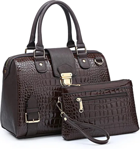 Miniatura 14 de Dasein - Bolso de mano para mujer, diseño de barril, cuero vegano, bolso de hombro, con asa superior, a la moda, bolso de trabajo