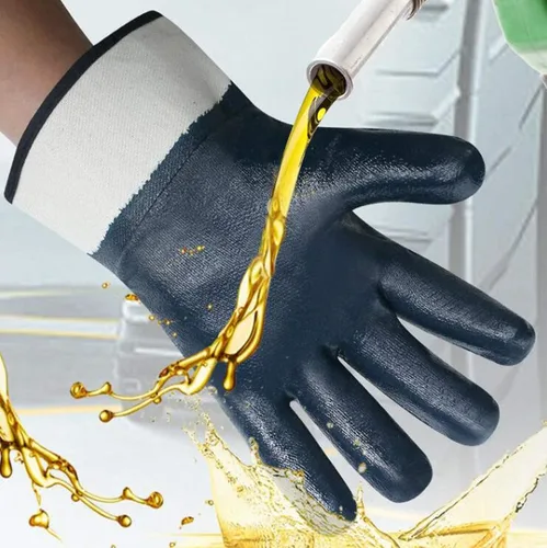 Miniatura 2 de Guantes resistentes al aceite, guantes de aceite para hombres, puños anchos seguros para transporte petroquímico, guantes de trabajadores de 4 pares