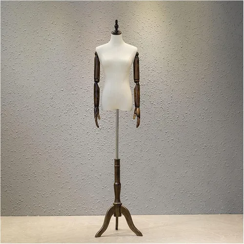 Maniquí femenino para sastres, altura ajustable de 47.2 a 71.6 pulgadas, con soporte de trípode para exhibición de joyas de vestido, altura Marrón