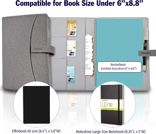 Miniatura 2 de Cubierta de cuaderno de viaje A5 OOKU compatible con Rocketbook Fusion tamaño ejecutivo, cuaderno inteligente reutilizable, planificador Panda