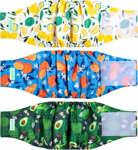 Miniatura 32 de wegreeco Pañales lavables para perros machos, paquete de 3 (ballena, talla L)