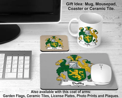 Miniatura 2 de Duffy Coat of Arms/Duffy Family Crest Taza de cerámica para café/cacao de 11 onzas por Carpe Diem Designs, fabricada en los Estados Unidos