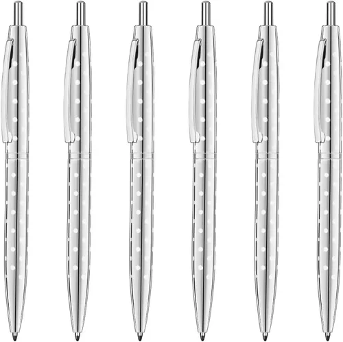 Miniatura 7 de Unibene Paquete de 6 bolígrafos negros y dorados, tinta negra de punta media de 0.039 pulgadas con 6 recambios de acero inoxidable para negocios