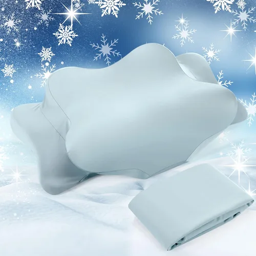 Miniatura 14 de Hahafelt Funda de almohada refrescante para el cuello cervical (solo funda de almohada) Funda de almohada ergonómica con cremallera, funda