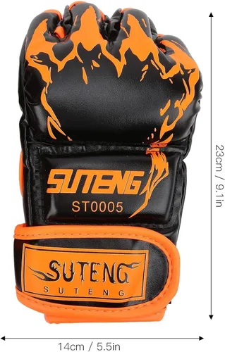 Miniatura 5 de Guantes de MMA, guantes profesionales de MMA sin dedos, de piel sintética, saco de boxeo Sanda, guantes de boxeo para saco de boxeo Sparring Muay