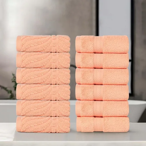 Miniatura 71 de Superior Juego de toallas surtidas de algodón Chevron de 12 piezas, cero torsión, secado rápido, artículos esenciales para el hogar, ducha, spa