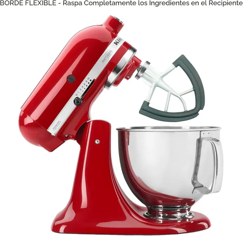 Miniatura 6 de Batidor de borde flexible para KitchenAid de 4.5/5 cuartos de galón con cabezal inclinable, accesorio para batidora KitchenAid, con bordes de Gris