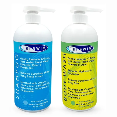 Miniatura 6 de TRISWIM Champú eliminador de cloro de 32 onzas Elimina cloro, bromo, minerales de agua dura y agua salada Hidrata y restaura el cabello Seguro