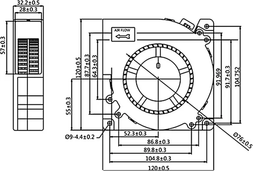 Miniatura 7 de Wathai - Ventilador centrífugo de soplado de 120 mm x 32 mm, ventilador con alimentación de 110 V 220 V CA, controlador de velocidad de 4 V a 12 V