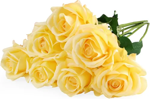 Miniatura 19 de Eyamumo 7 rosas artificiales, flores artificiales de seda sintética, flores falsas de tacto real, decoración de bricolaje para bodas, fiestas