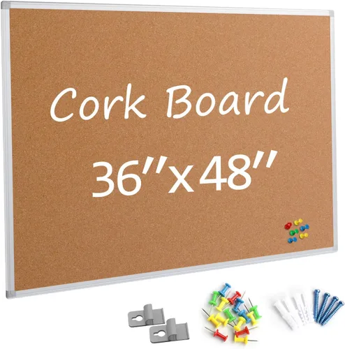 Miniatura 17 de Paquete de 2 tableros de anuncios de corcho de 20 x 30 pulgadas, tablero de corcho con marco de aluminio plateado, tablero de oficina para corcho