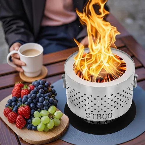 Miniatura 2 de Fogata de Mesa con Bandeja de Cenizas - Fogata Portátil de Mesa de Pellets de Bajo Humo Mini Fogata Personal para Interiores y Exteriores