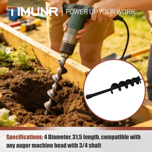 Miniatura 2 de Brocas de taladro de tierra de 4 pulgadas para plantar, 4 brocas para taladro de motor de gasolina de 31.5 pulgadas, brocas para excavadoras