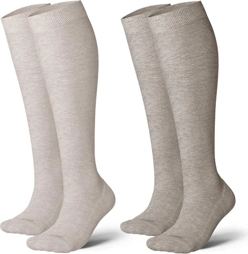 Miniatura 14 de LEVSOX Calcetines de compresión de algodón grueso para mujeres y hombres, 20-30 mmHg, de altura hasta la rodilla, lindos calcetines de soporte
