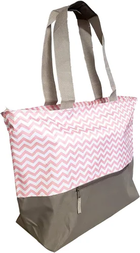 Miniatura 3 de Bolsa de fin de semana con estampado de cheurón XL con asas de malla y bolsillo exterior con cremallera