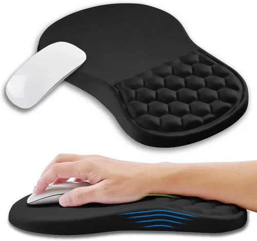 Miniatura 26 de Alfombrilla ergonómica para mouse con soporte de muñeca con espuma viscoelástica, almohadilla de masaje para aliviar el dolor del túnel carpiano