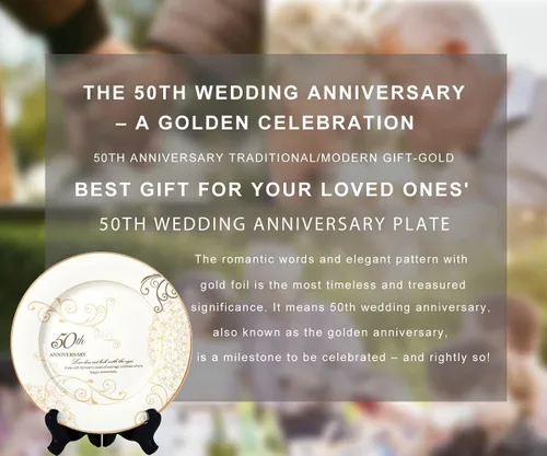 Miniatura 7 de Urllinz Regalos de boda de 50 aniversario para parejas, padres, abuelos, regalo de recuerdo de aniversario de boda, plato de matrimonio de 50 años