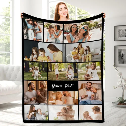 Miniatura 10 de Magimagine Mantas personalizadas con imágenes de texto para regalos de novio, manta de fotos personalizada para familiares y amigos para Navidad