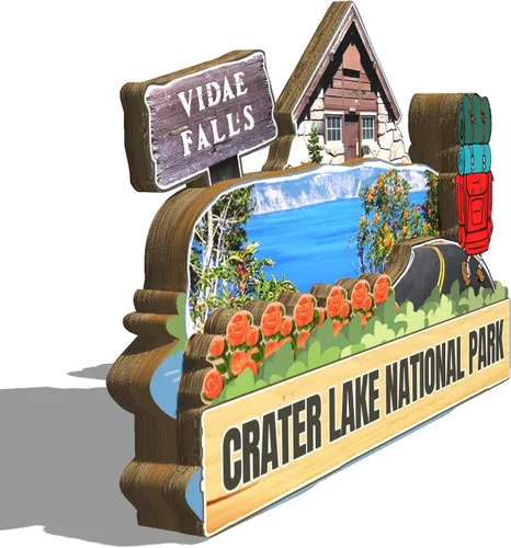 Miniatura 2 de Imán del parque nacional del lago del cráter de los E.E.U.U. Imán del refrigerador de madera 3D monumentos de viaje coleccionables, decoración hecha
