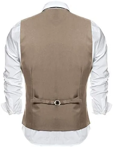 Miniatura 4 de COOFANDY Chaleco de traje de negocios casual para hombre, ajustado, a la cintura, formal