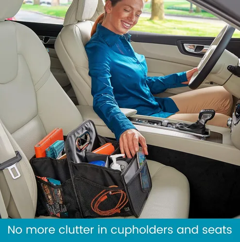 Miniatura 3 de High Road Organizador de coche con portavasos – Organizador de asiento delantero para conductores o organizador de asiento trasero para niños