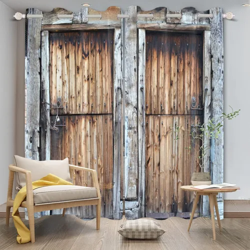 Miniatura 37 de Cortinas rústicas para ventana de puerta de granero, puerta de madera gris, puerta de garaje, tratamiento de ventana para sala de estar, dormitorio