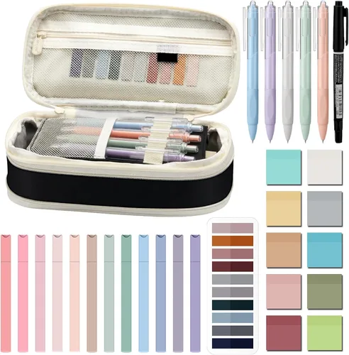 Miniatura 20 de Jutom Kit de Anotar Libros Estético de 39 Piezas con Estuche de Lápices, Marcador, Estuche Transparente, Notas Adhesivas, Gel, Bolígrafo, Rosa