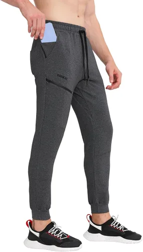 Miniatura 5 de BROKIG Men's Joggers Tapered Athletic Pants Double Zipper Pockets Slim Fit Workout Sweat Pants Casual Gym Running Bottom