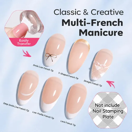 Miniatura 4 de Modelones Herramienta de punta francesa: 6 piezas de sellos de uñas francesas, kit de manicura francesa adecuado para bricolaje junto con esmalte