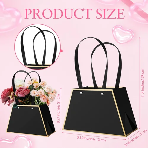 Miniatura 2 de Noveread 24 bolsas de regalo florales de barra floral a granel, bolsa de ramo de flores, bolsa de papel de regalo con asa, caja de centro de mesa