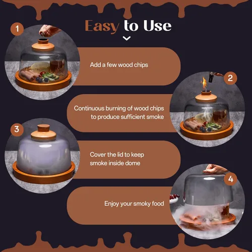 Miniatura 4 de Kit para Ahumar Cócteles con Base de Madera y Cúpula de Vidrio, Perfecto para Infundir Sabores Afumados en Cócteles a la Antigua, Whisky y Alimentos