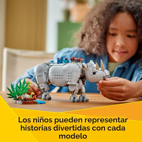 Miniatura 3 de LEGO Creator 3 en 1 Wild Animals: Majestic Rinoceronte con pájaros Juguetes de construcción para niños - Juguetes de simulación Safari para niñas