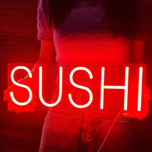 Miniatura 10 de SYLHOME Letrero de luz de neón LED de sushi, letrero de luz de negocios para colgar en la pared, ventanas, decoración de restaurante, pancarta