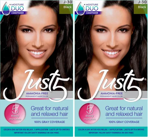 Miniatura 12 de Just 5 Tinte permanente para el cabello de las mujeres en 5 minutos con acondicionador, coloración del cabello gris para las mujeres - Negro azabache