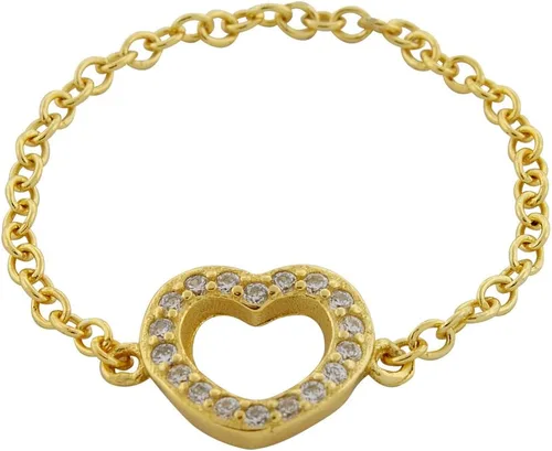 Miniatura 3 de Cubic Zirconia Hollow Heart Chain Ring Sterling Silver (Color Options, Sizes 4-10)