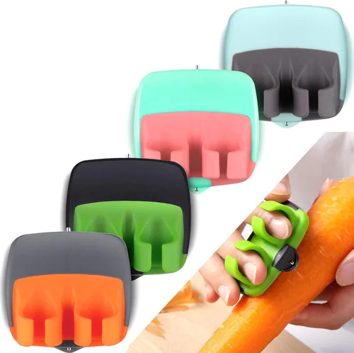 Mudder 4 Piezas Pelador de Verduras de Dedo y Palma para Cocina, Pelador de Frutas y Patatas con Cómodo Agarre de Goma para Calabaza, Zanahoria,