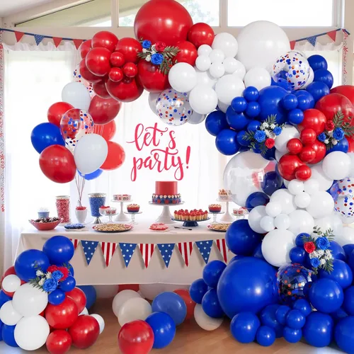 Miniatura 9 de Kit de arco de globos de color azul polvoriento de 156 piezas de diferentes tamaños azul claro azul bebé y blanco y globos de látex transparente