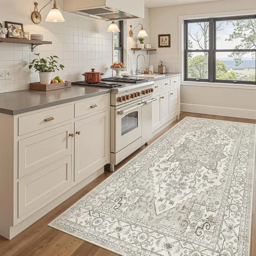 Miniatura 243 de Madane Tapete lavable de 2 x 10 pies para pasillo, cocina, recibidor, clásico, suave, antideslizante para interiores, casa de campo, baño, sala