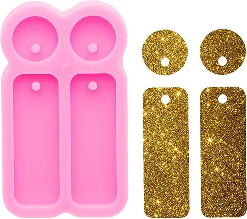 Miniatura 6 de Moldes de silicona para aretes redondos y rectangulares brillantes y brillantes, para manualidades, joyería de moda, resina epoxi, hecha a mano