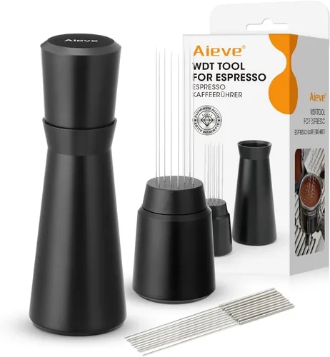 Miniatura 8 de Aieve WDT Tool Espresso, herramienta de distribución, accesorios de expreso, agitador de café de 10 agujas con soporte para barista