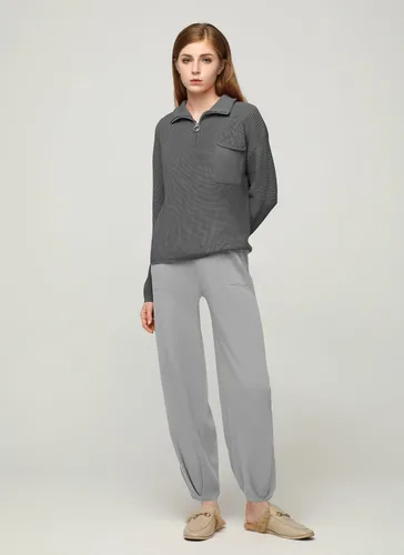 Miniatura 2 de softome Conjunto de 2 piezas para mujer, suéter de manga larga, con cremallera de 14, suéter de punto, pantalones casuales, conjunto de ropa
