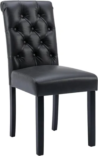Miniatura 6 de Juego de 2 sillas de comedor tapizadas de piel sintética, sillas Parsons con respaldo alto, sillas laterales sin brazos para cocina y comedor
