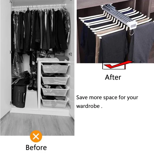 Miniatura 9 de MYOYAY Perchero extraíble para pantalones con 22 brazos de acero, organizador de ropa para armario, para ahorrar espacio y almacenamiento, carga