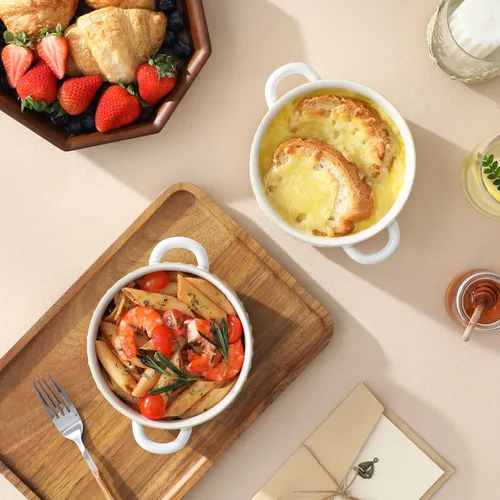 Miniatura 6 de MALACASA Juego de 4 cuencos de cerámica de 20 oz con asas – Cuencos de sopa de cebolla francesa aptos para horno y microondas, patrones únicos